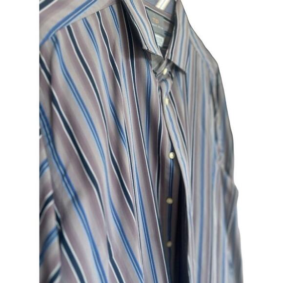 Thomas Dean - Men's Striped Button Up Dress Shirt Size XXL - Picture 3 of 6